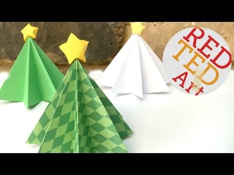 Origami Christmas Tree DIY – 3D Paper DIYs – Christmas Decor DIYs
