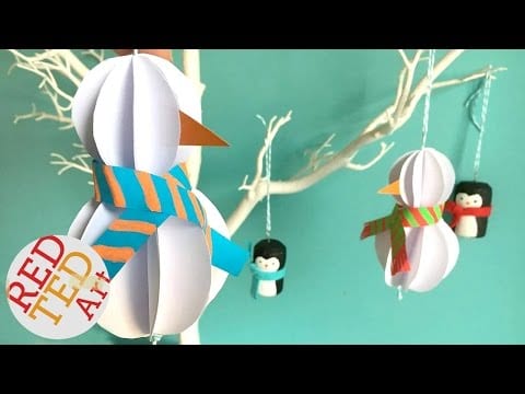 Easy Paper Snowman Ornament DIY