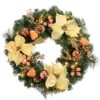 WeRChristmas Pre-Lit Decorated Wreath Christmas Decoration Illuminated with 20 Warm White LED Lights, 60 cm - Copper…