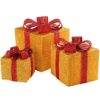 WeRChristmas Gift Box Silhouette with 35 Warm White LED Lights and Tinsel Christmas Decoration - Gold, Set of 3 - Image 6