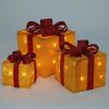 WeRChristmas Gift Box Silhouette with 35 Warm White LED Lights and Tinsel Christmas Decoration - Gold, Set of 3 - Image 7