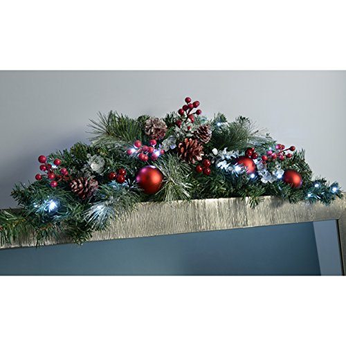 WeRChristmas Pre-Lit Decorated Arch Garland Illuminated with 20 Warm ...