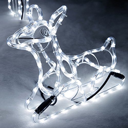 WeRChristmas Pre-Lit Large 3D Animated Reindeer and Sleigh Christmas Silhouette Light - White - Image 4