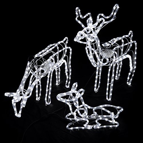 WeRChristmas Pre-Lit Large 3D Animated Reindeer and Sleigh Christmas Silhouette Light - White - Image 6