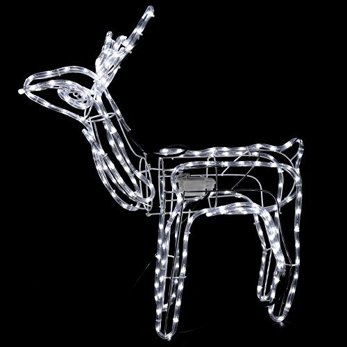 WeRChristmas Pre-Lit Large 3D Animated Reindeer and Sleigh Christmas Silhouette Light - White - Image 7