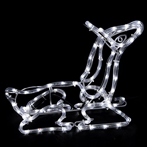 WeRChristmas Pre-Lit Large 3D Animated Reindeer and Sleigh Christmas Silhouette Light - White - Image 9