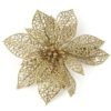 PMS SET OF 3 7.5CM PLASTIC CLIP ON POINSETTIA DECS. ROSE GOL - Image 3