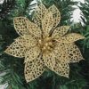 PMS SET OF 3 7.5CM PLASTIC CLIP ON POINSETTIA DECS. ROSE GOL