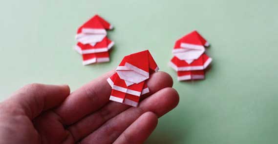 Cute Tiny Origami Santas
