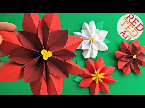 Paper Flower DIY – Easy Poinsettia Decor DIY – DIY Christmas Decor – 3D Paper Room Decor