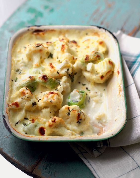 cauliflower leek gratin